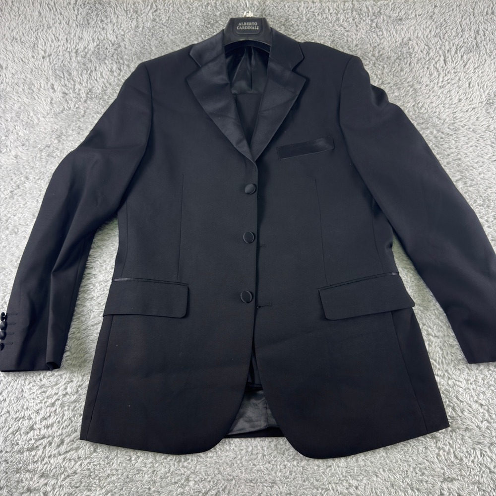 Elite Eddie Domani Mens Black Tuxedo Suit Super 150s Wool 36S Jacket 30S Pants